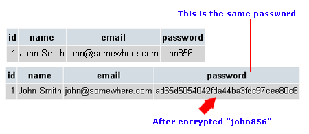 encrypted password
