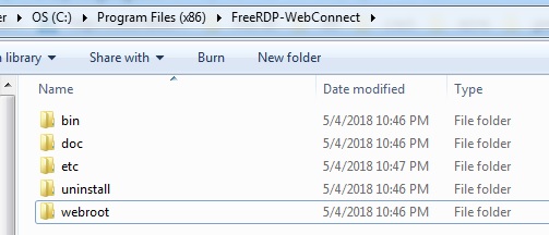freerdp webconnect installation folder