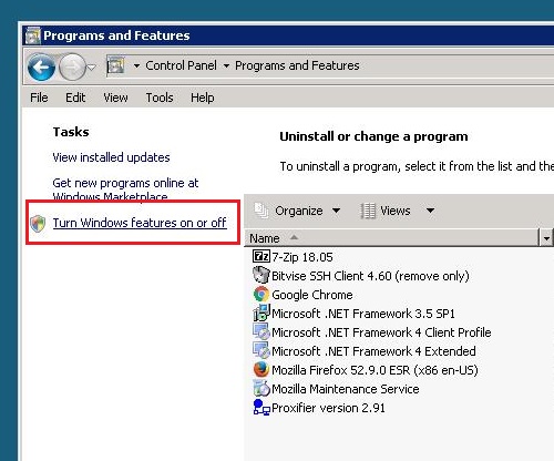 install telnet client windows server 2008 3