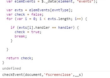 Check if event exists on element